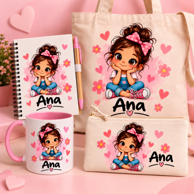 Pack caderno + caneca + saco + bolsa